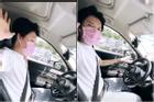 Quang Trung bỏ tay khỏi vô lăng khi đang lái xe