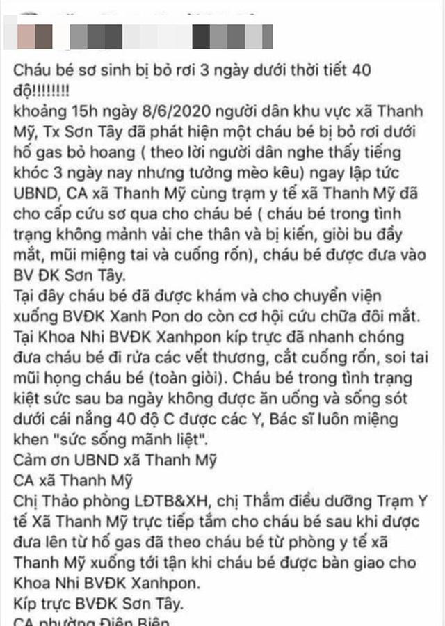 Hà Nội: Bé sơ sinh bị vứt ở hố gas 3 ngày giữa trời nắng 40 độ, kiến giòi bu khắp người-1