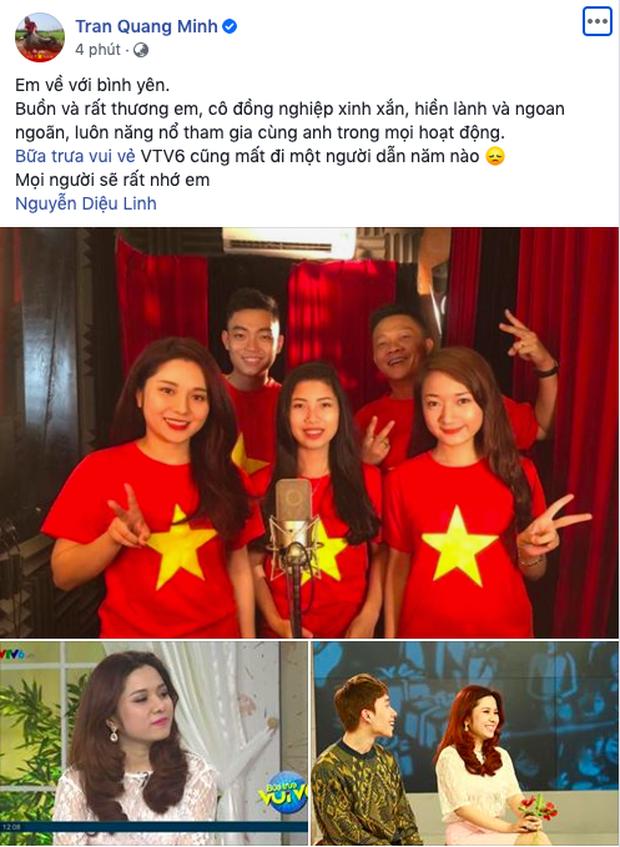 BTV Quang Minh tiết lộ cảm xúc của MC Diệu Linh chỉ vài ngày trước khi qua đời-1