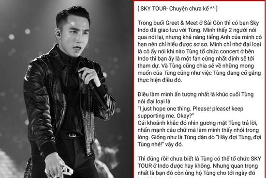 Sơn Tùng M-TP mong muốn mang Sky Tour đến Indonesia, lý do đằng sau lại ngọt ngào thế này