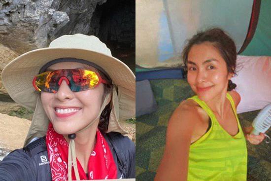 Hà Tăng tự tin khoe mặt không son phấn, còn để lưng trần gợi cảm trong chuyến đi du lịch với hội bạn thân