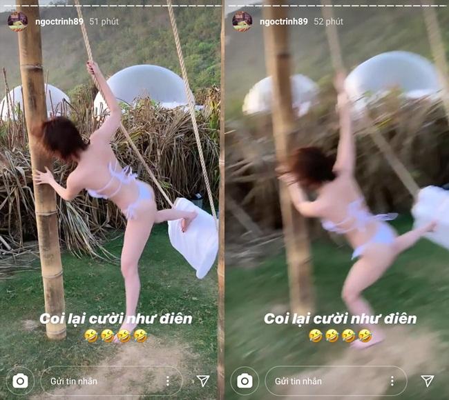 Ngã xích đu sấp mặt, Ngọc Trinh văng tục rất to khiến dân mạng giật mình-2