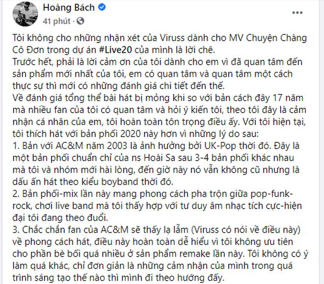 Nam ca sĩ Hoàng Bách chính thức lên tiếng sau màn reaction của ViruSs cho rằng anh khó trở lại hơn các ca sĩ khác 100 lần-2