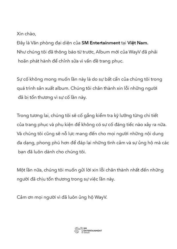 SM Entertainment xin lỗi fan Việt sau sự cố trang phục WayV ám chỉ tội ác chiến tranh-4