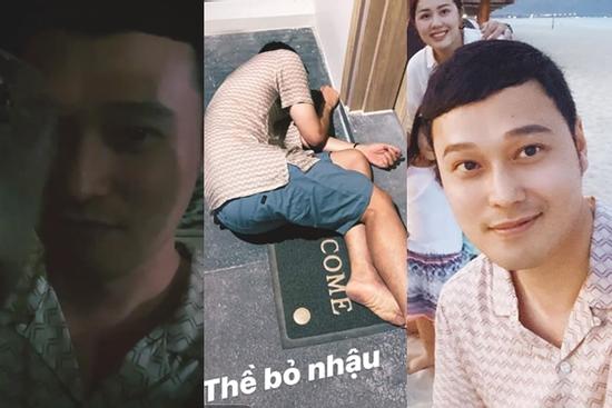 Quang Vinh nhậu say bất tỉnh, nằm vật vã trước cửa phòng khách sạn