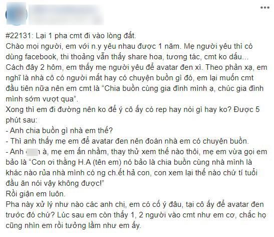 Mẹ bạn gái đăng ảnh đại diện, chàng trai vào bình luận bị chê kém duyên rồi bắt chia tay-1