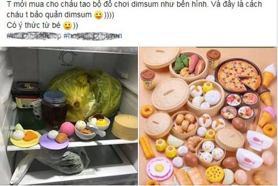 Bé gái bảo quản dimsum trong tủ lạnh, nhìn y thật mà hóa ra chỉ là đồ chơi nấu ăn