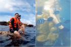 Phạm Quỳnh Anh - Quang Vinh dẫm đạp lên san hô khi lặn biển