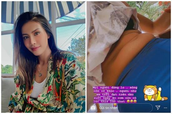 Minh Tú khoe vòng 2 ngấn mỡ - kết quả của chuỗi ngày mắc kẹt tại Bali