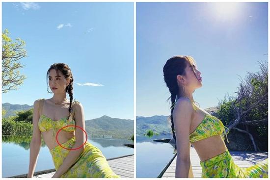 Ngọc Trinh lộ eo lằn mỡ khi tạo dáng gợi cảm