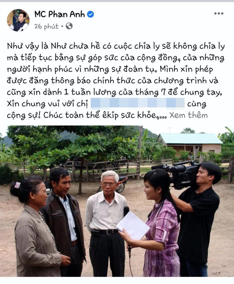 Sau Hà Anh Tuấn, đến lượt MC Phan Anh ủng hộ 30 triệu đồng cho chương trình Như chưa hề có cuộc chia ly-3