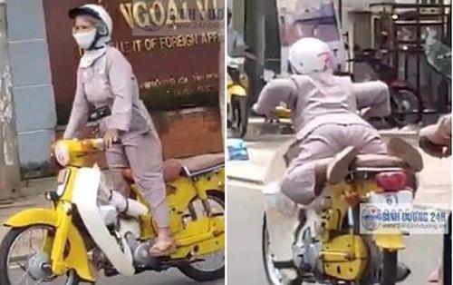 Clip: Thót tim nhìn người phụ nữ trung niên vừa lái xe vừa làm xiếc trên đường ở Bình Dương-1