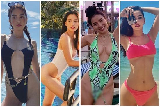 Tiểu Vy gia nhập hội mỹ nhân diện đồ bơi khoét hông hiểm hóc cùng Ngọc Trinh, Phương Trinh Jolie