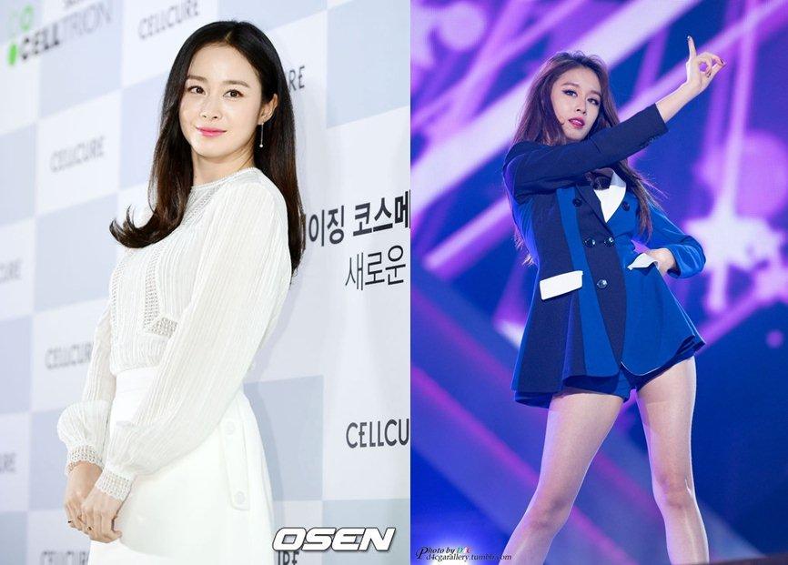 Kim Tae Hee và Ji Yeon (T-ara): Ngay từ khi ra mắt, Ji Yeon đã được khen ngợi có ngoại hình xinh đẹp na ná Kim Tae Hee. Nhiều người ưu ái dành tặng cô biệt danh 