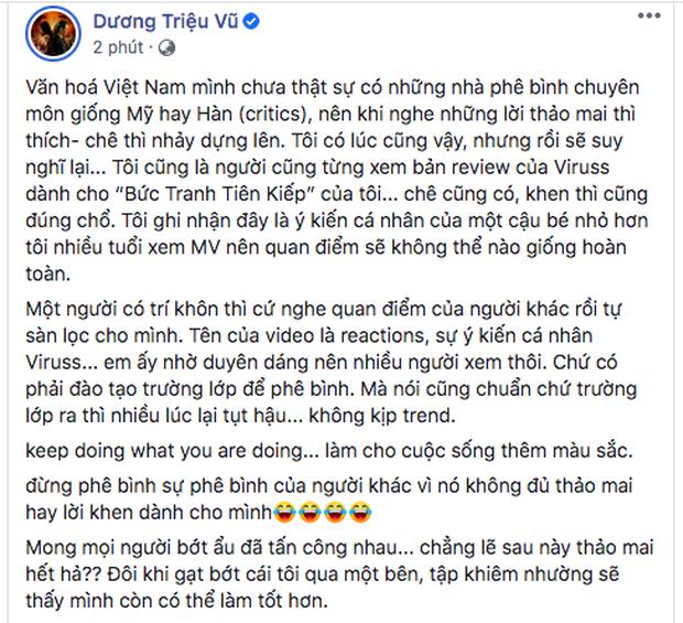Giữa lùm xùm chỉ trích ViruSs, Dương Triệu Vũ lên tiếng bảo vệ: Đừng phê bình sự phê bình của người khác-1