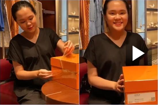 Quỳnh Anh lộ thân hình 'cục bột nở' trong clip đập hộp túi xách trăm triệu