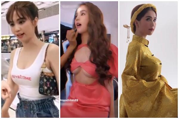 Vòng 1 của Ngọc Trinh lại mất tích trong bộ đầm xẻ tới rốn-6