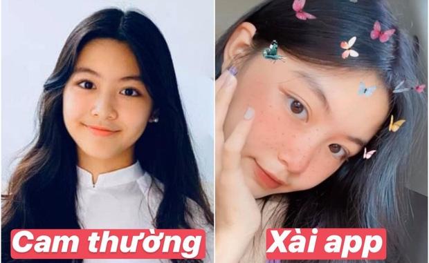 Con gái lớn nhà MC Quyền Linh chứng minh: Vẻ đẹp cam thường không hại được, xài app để cho vui-1