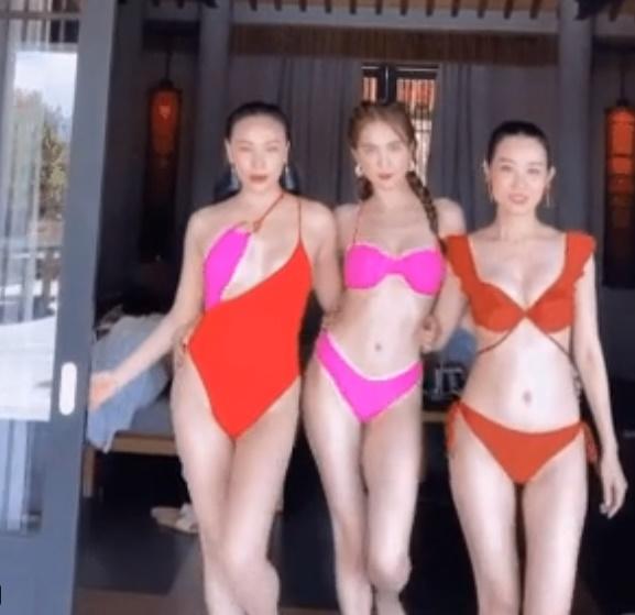 Ngọc Trinh diện bikini đọ dáng bên hội bạn thân Quỳnh Thư: Xinh đẹp chẳng kém ai nhưng body lại gầy lộ cả xương ngực!-1