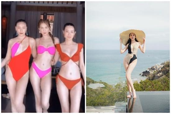 Ngọc Trinh diện bikini đọ dáng bên hội bạn thân Quỳnh Thư: Xinh đẹp chẳng kém ai nhưng body lại gầy lộ cả xương ngực!
