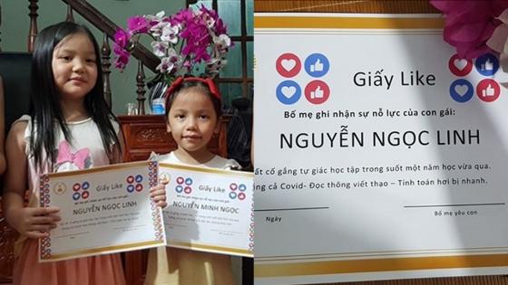 Bố tổ chức lễ bế giảng cho con: Tặng giấy ngàn like thay cho giấy khen ở trường-1
