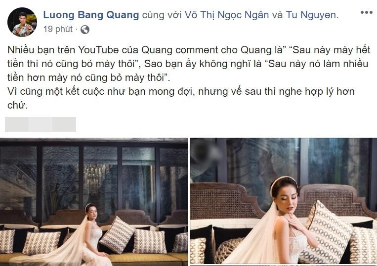 Lương Bằng Quang khó chịu khi cuộc tình với Ngân 98 bị nguyền không có hậu-2