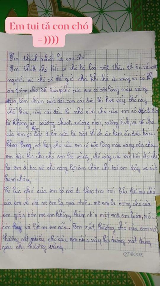 Bật cười với bài văn tả con chó của cô bé tiểu học vì có lúc bỏ nhà theo trai-2