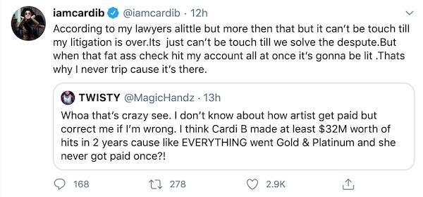 Cardi B tố cáo hãng đĩa chưa trả 1 đồng tiền làm nhạc trong suốt 2 năm qua-2