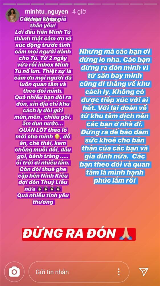 Minh Tú chuẩn bị cách ly tập trung: Đừng ai ra đón, đừng gửi đồ tiếp tế-2