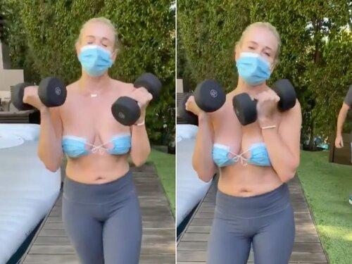 Phẫn nộ nghệ sĩ lấy khẩu trang làm bikini, áo bra phản cảm giữa tâm dịch Covid-19-1