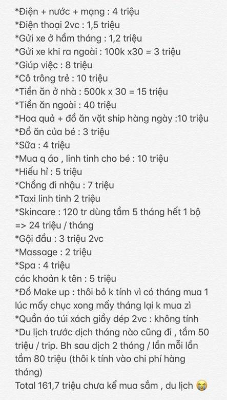 Mẹ trẻ tiêu 162 triệu/tháng cho gia đình 3 người, nhìn bảng thống kê mà vã mồ hôi-1