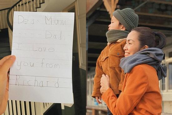 Quý tử 5 tuổi viết thư tay gửi Tăng Thanh Hà, một lần nữa khiến mẹ phải xúc động