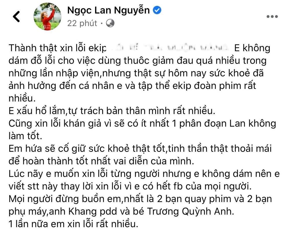 Ngọc Lan xin lỗi Trương Quỳnh Anh vì dùng thuốc giảm đau quá nhiều-1