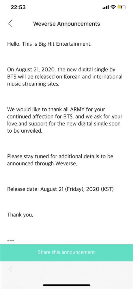 NÓNG: BTS tự thông báo ngày ra sản phẩm âm nhạc mới, ARMY sắp có quà rồi này!-2