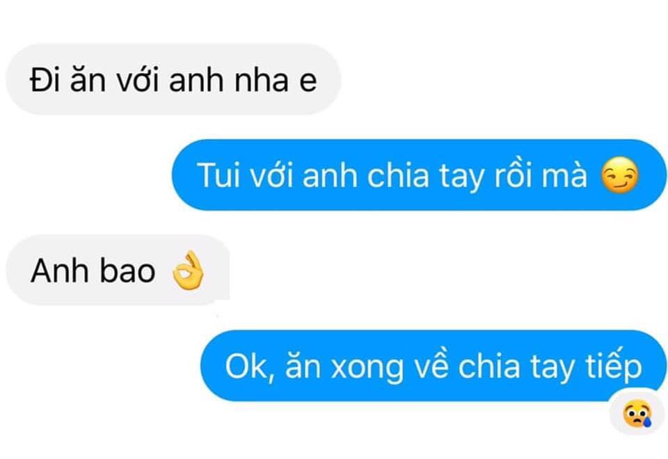 Dù đã chia tay nhưng khi được bạn trai rủ đi ăn, cô nàng có phản ứng cười ngất-1