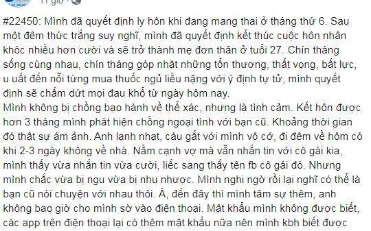 Tâm sự nhói lòng của mẹ trẻ mang thai 6 tháng phát hiện chồng ngoại tình, ly hôn trong nước mắt-1