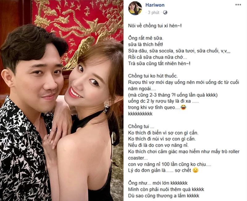 Khoe Trấn Thành chỉ thích sữa và không hút thuốc, Hari Won bị vạch tội nói xạo-1