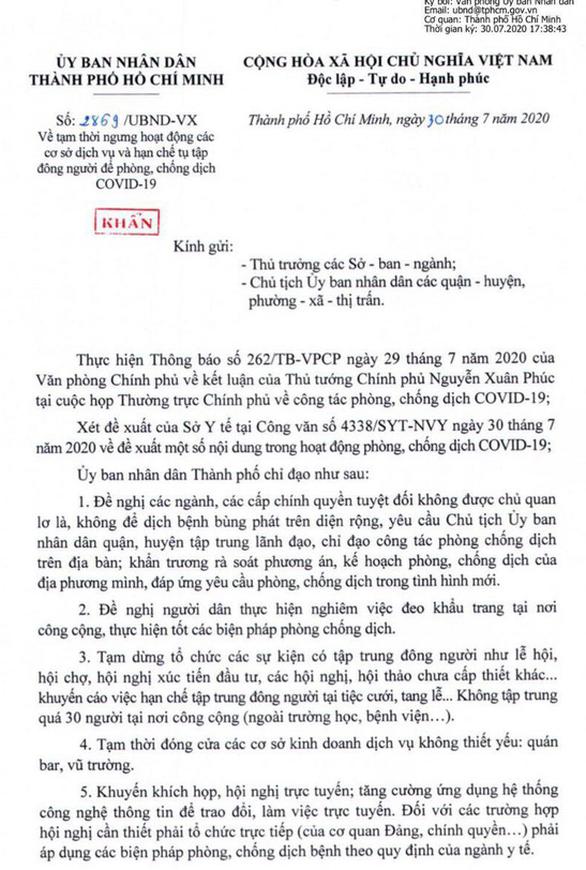KHẨN: TP.HCM yêu cầu từ 0h đêm nay 31/7, cấm tụ tập 30 người, đóng cửa bar, vũ trường...-1
