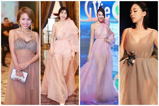 Cùng diện đầm voan mỏng như sương: Thúy Ngân như nàng thơ - Vân Hugo lộ nội y phản cảm