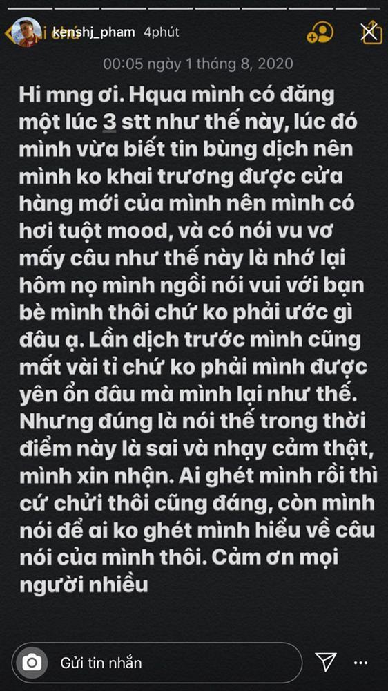 Nửa đêm bị réo tên vì phát ngôn vạ miệng mùa dịch, Kenshj Phạm lên tiếng: Chỉ là nói vui với bạn bè-3