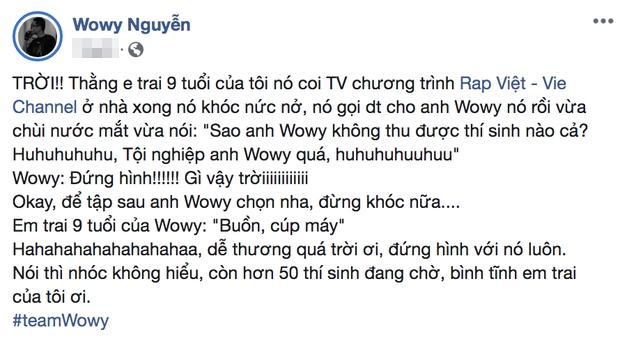 Lão đại Wowy kể chuyện em trai khóc nức nở thương anh sau tập 1 Rap Việt-2