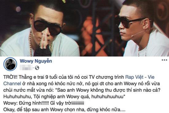'Lão đại' Wowy kể chuyện em trai khóc nức nở thương anh sau tập 1 'Rap Việt'