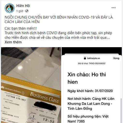 Hiền Hồ xác nhận đi cùng chuyến bay với bệnh nhân dương tính Covid-19-1