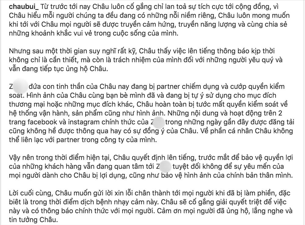 Châu Bùi tố đối tác chiếm dụng thương hiệu thời trang cá nhân chỉ sau hơn 1 tháng ra mắt-1
