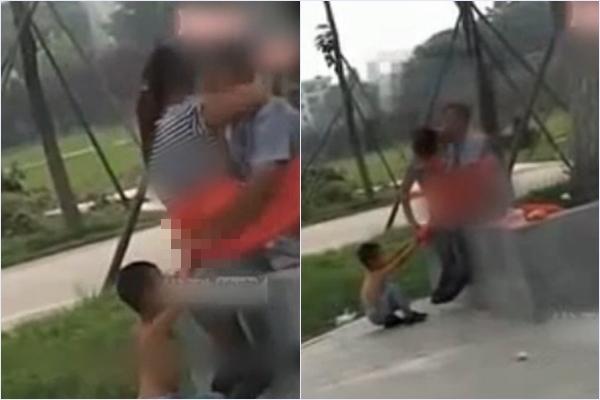 SỐC: Bà mẹ và người tình vô tư làm chuyện ấy trước mặt con trai ở công viên-2