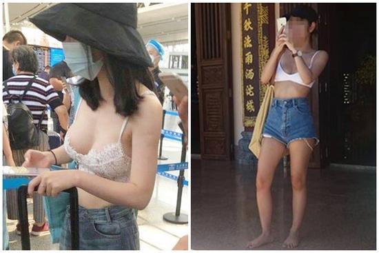 Mặc áo bra ren hở cả nửa vòng 1 ra sân bay, cô gái bị dân mạng chỉ trích