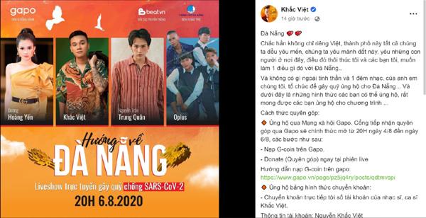 Khắc Việt, Trung Quân tham gia liveshow trực tuyến gây quỹ ‘Hướng về Đà Nẵng’-3