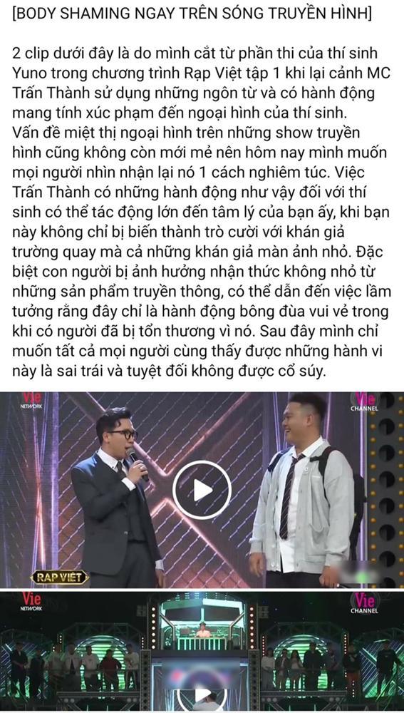 Trấn Thành bị nói miệt thị ngoại hình thí sinh Rap Việt, vô duyên khi mời thức ăn thừa-1