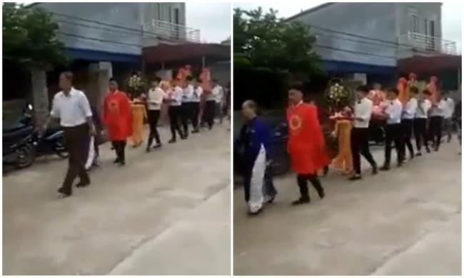 Chết cười chú rể mải chạy theo các cụ mà quên mất cô dâu đứng cạnh chờ mình-1