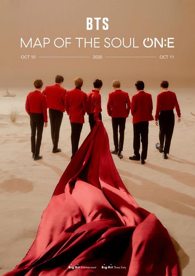 BTS ra poster chính thức cho concert online “MAP OF THE SOUL ON:E” VÀO NGÀY 10-11/10. Nhóm xác nhận thêm phát hành album mới vào quý 4 năm nay.